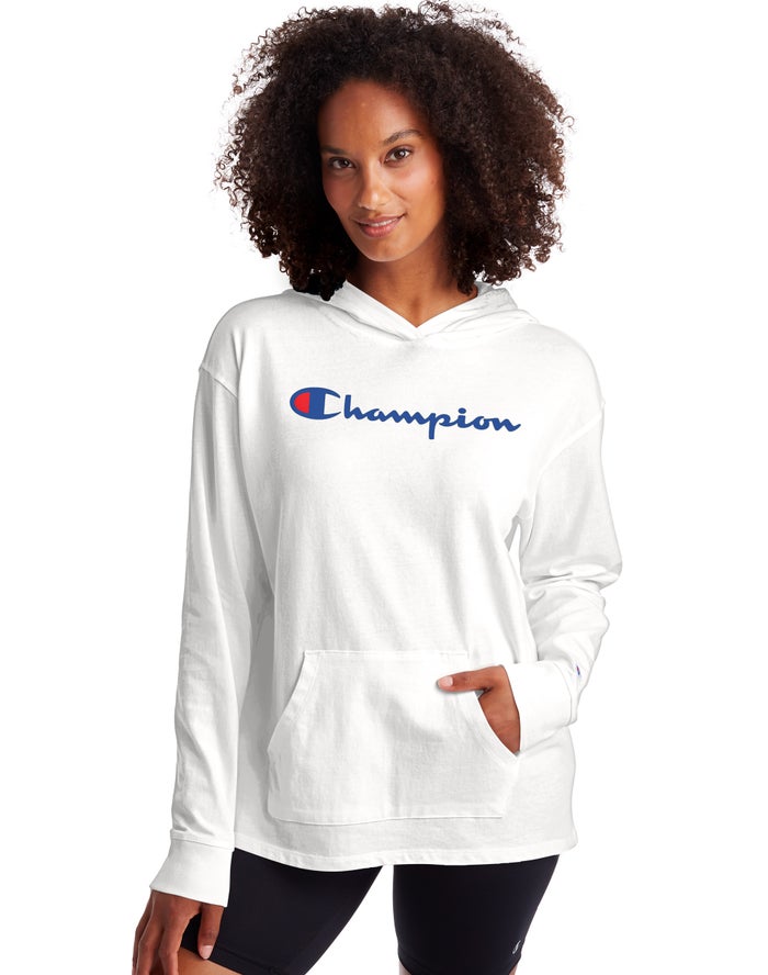 Champion Midweight Jersey Script Logo - Naisten Valkoinen Huppari - Suomi 0461389-KT